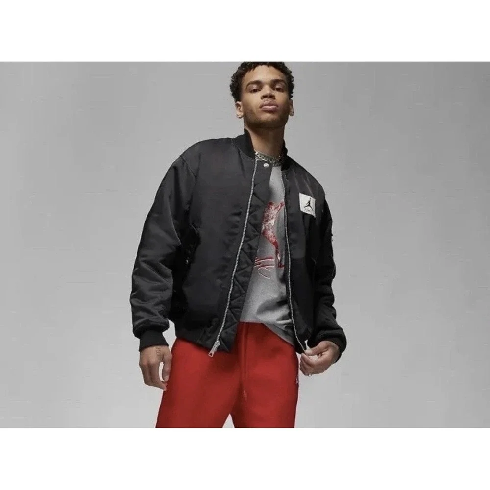 Air Jordan Reversible Varsity Jacket Black Coat Puffy 2XL DQ7344-010 - Picture 2 of 16